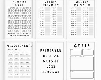 Printable Weight Loss Journal. Printable Digital Weight Loss Chart, Wkly Weigh In, Wkly Measurements & More. Slimming World Weight Watchers