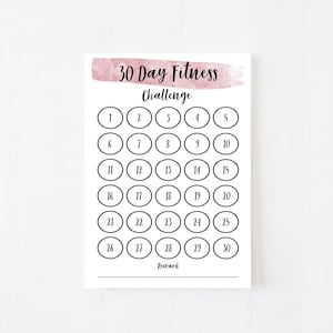 Printable 30 day fitness challenge chart. Digital 30 day habit tracker, 30 day challenge tracker, 30 day work out challenge, habit tracker