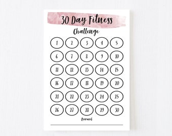 Printable 30 Day Challenge Tracker, Fitness & Habit (PDF)
