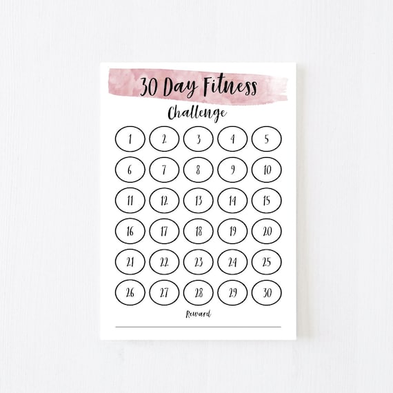 Printable 30 Day Fitness Challenge Chart. Digital 30 Day Habit - Etsy ...