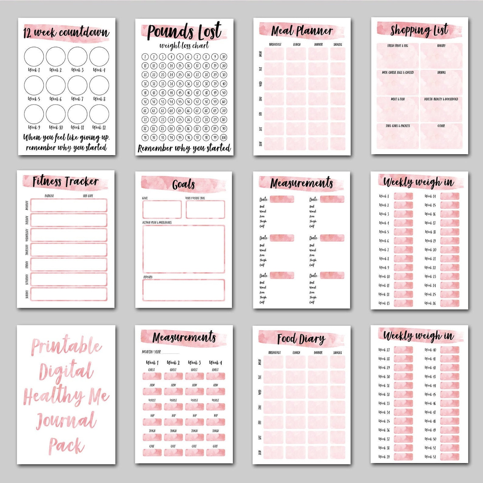 Weight Loss Journal. Printable Digital Weight Loss Journal. Weight Loss
