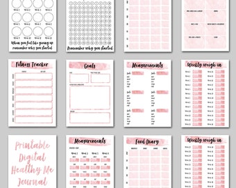 Weight Loss Journal. Printable Digital Weight Loss Journal. Weight Loss Chart, Measurements, Weekly Weigh In, Food Diary Meal Planner & More