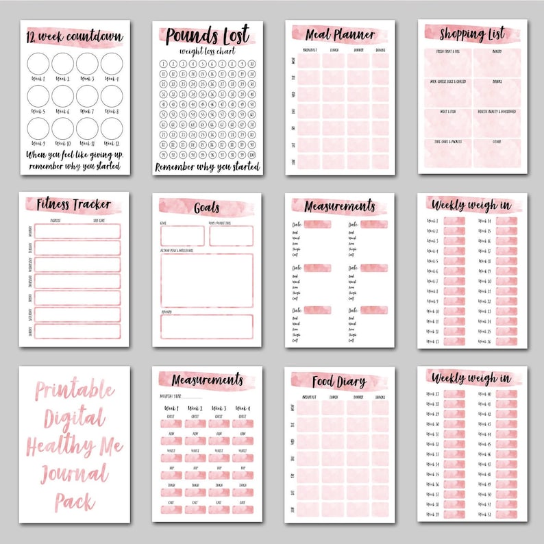 Weight Loss Journal. Printable Digital Weight Loss Journal. Etsy
