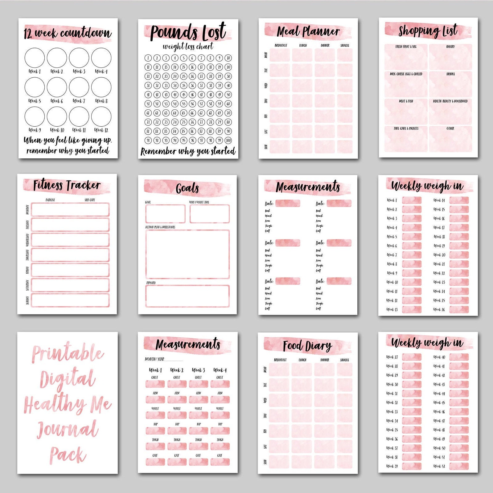 Weight Loss Journal Printable Digital Weight Loss Journal Etsy