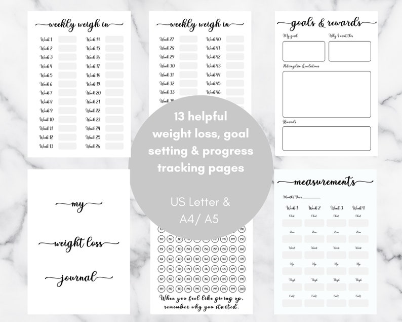 WEIGHT LOSS JOURNAL. Printable Digital Weight Loss Journal. Etsy UK