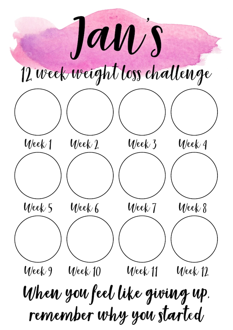 12 Week Weight Loss Charts Printable