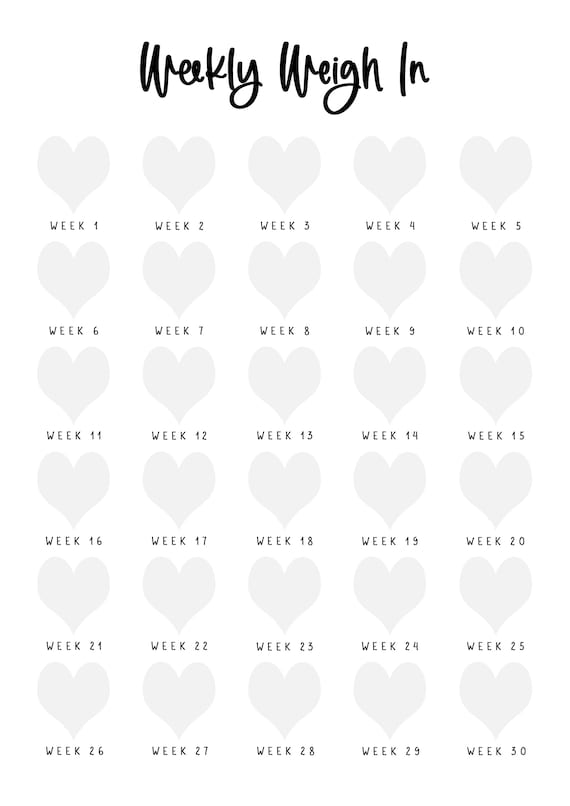 Printable Weight Loss Tracker. 2 X Digital 52 Weekly Weigh in Etsy Printable Weight Loss Tracker. 2 X Digital 52 Weekly Weigh in Etsy