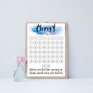 Gráfico de pérdida de peso personalizado imprimible. Tu nombre, objetivo, mensaje motivacional. A4 A5 Carta de EE.UU. Digital PDF Weight Watchers adelgazando el mundo