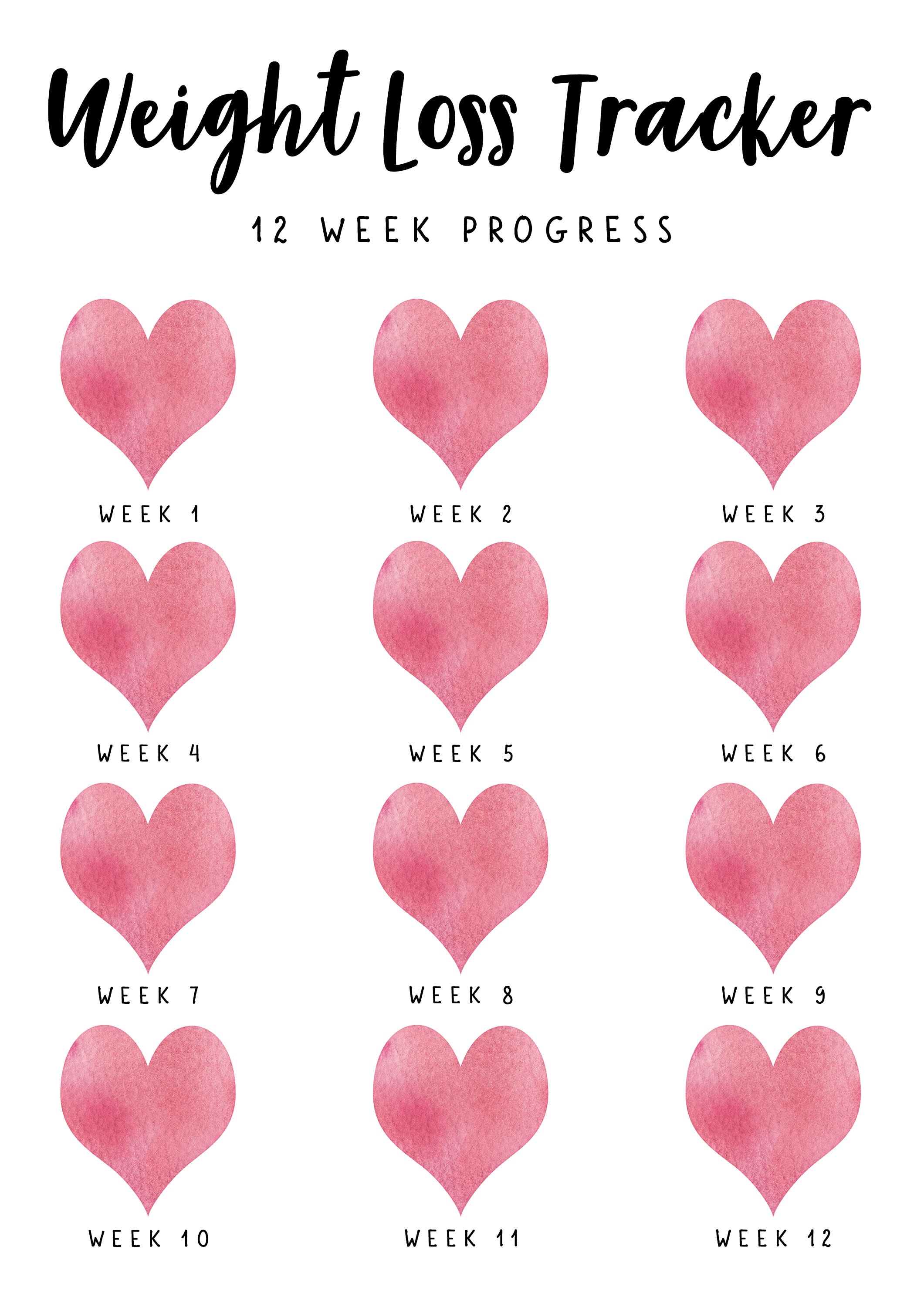 Printable WEIGHT LOSS TRACKER. 5 X Digital Weekly Weight Etsy UK