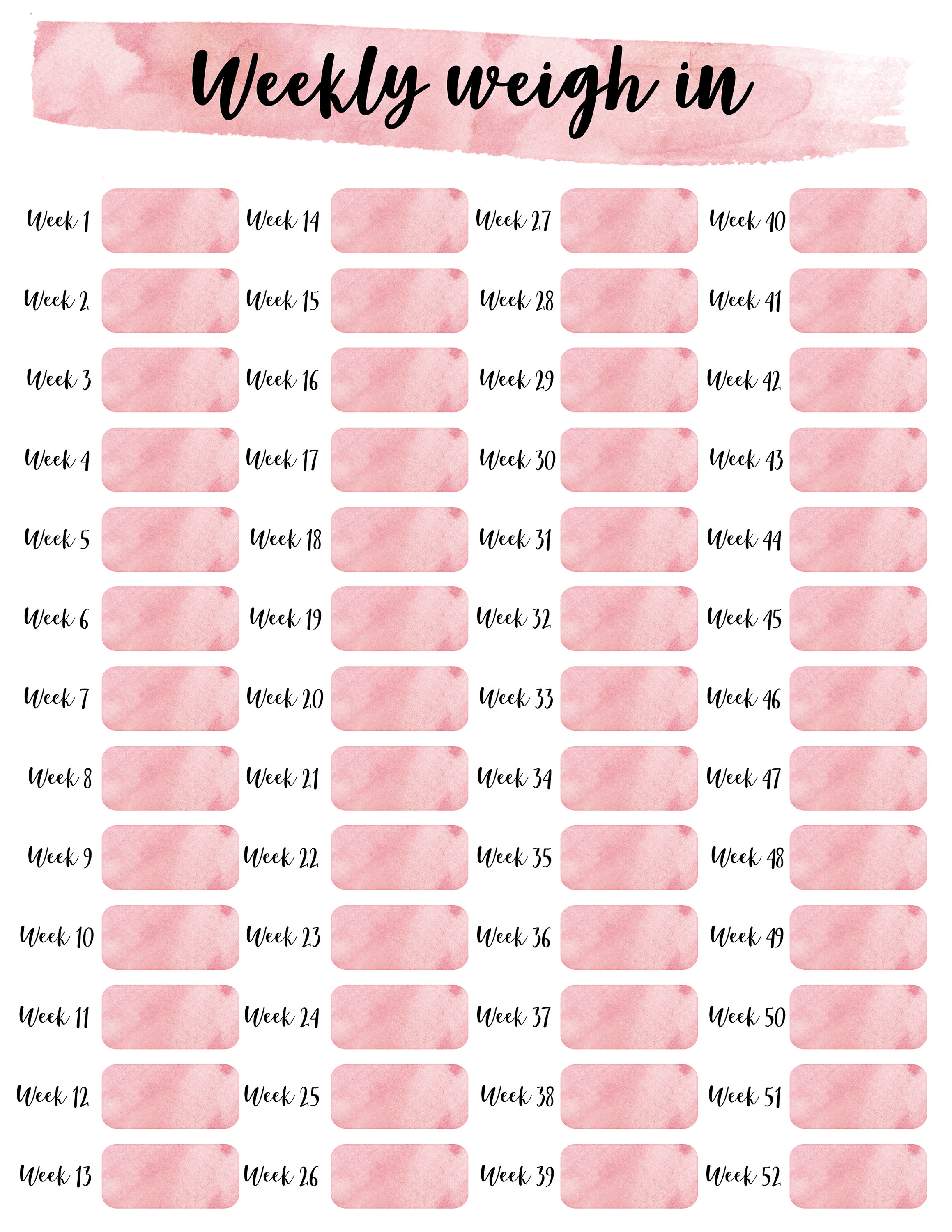 Weight Loss Tracker Printable