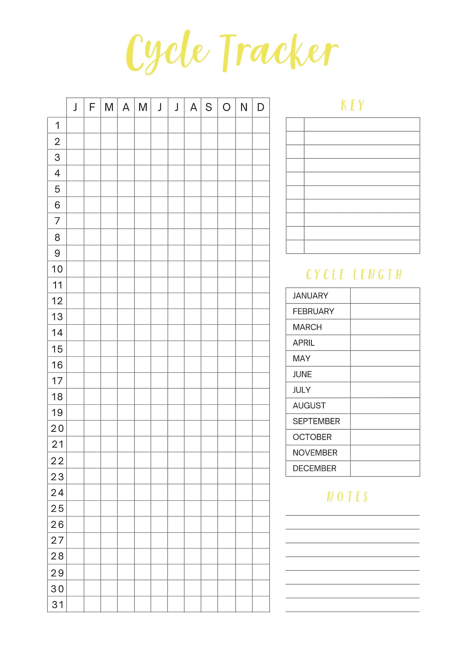CYCLE TRACKER Printable Digital Period Journal Menstrual - Etsy