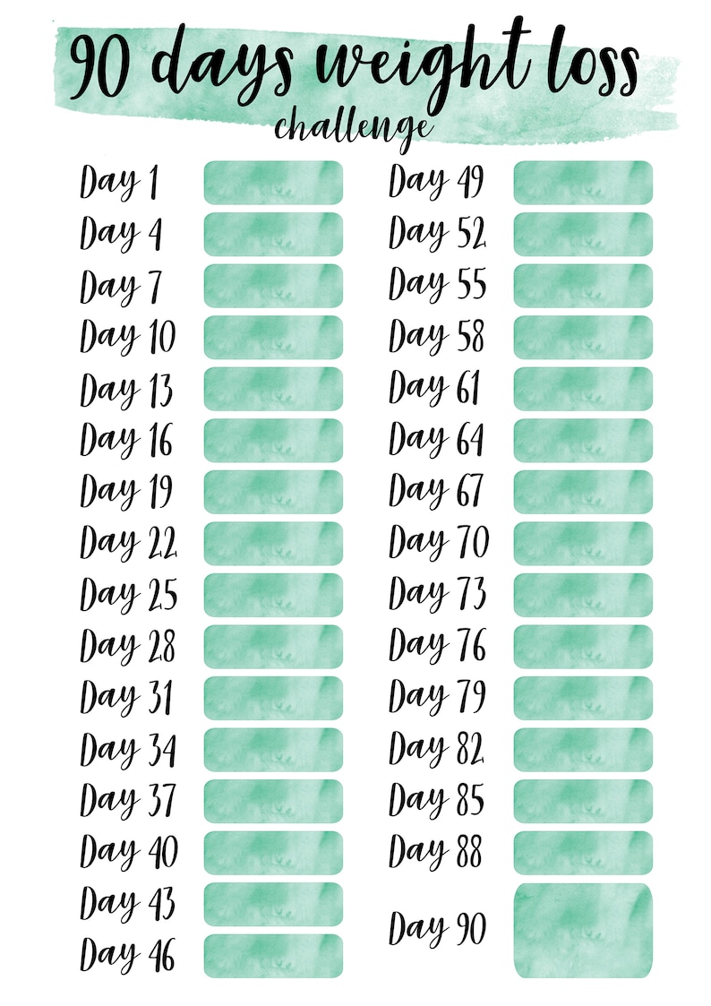 Printable 90 Day Weight Loss Challenge Tracker. 4 X Digital 3 - Etsy UK