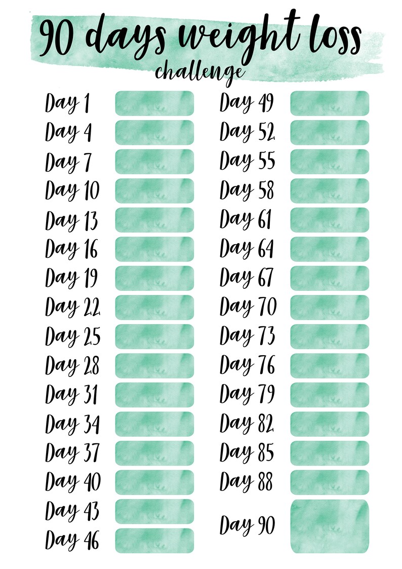 Printable 90 Day Weight Loss Challenge Tracker. 4 X Digital 3 Etsy UK