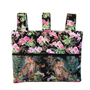 Jungle Floral Walker Bag: Quilted Mobility Aid Caddy