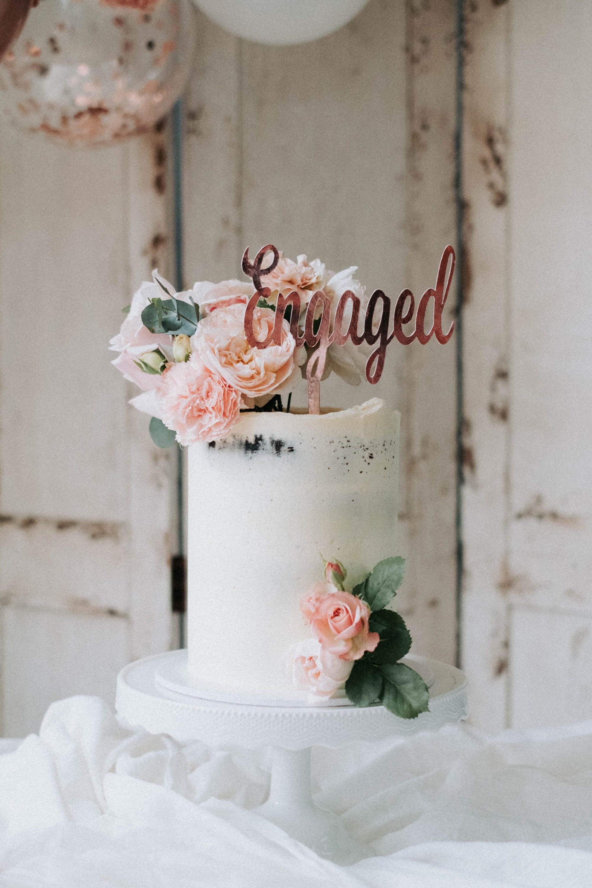 Engaged Cake Topper. Elegant Engagement Cake Sign. DIY Rustic Etsy