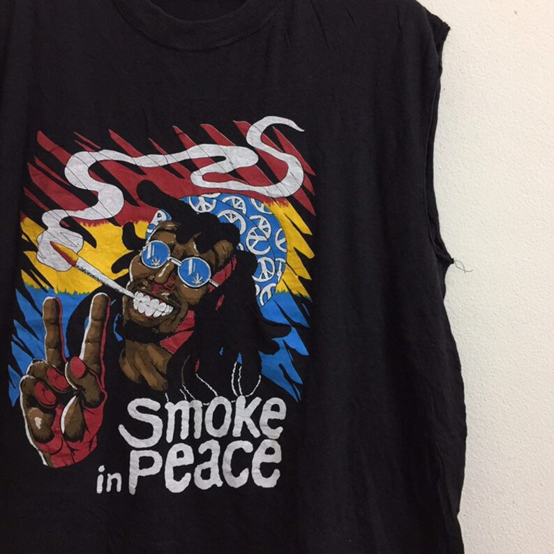 Vintage 90\u2019 Smoke in Peace Sleeveless Tshirt