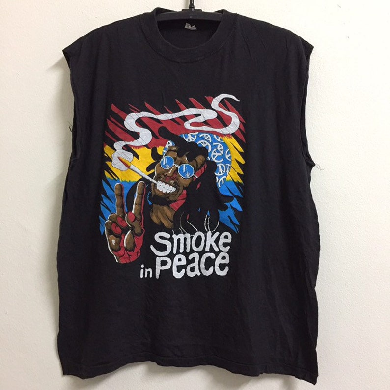 Vintage 90\u2019 Smoke in Peace Sleeveless Tshirt