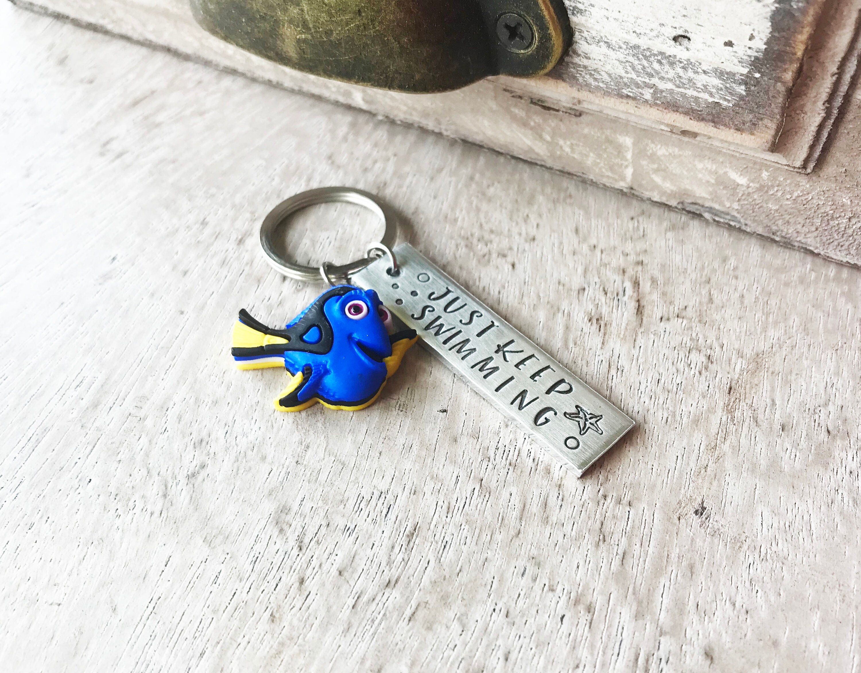 Dory Just Keep Swimming Keychain Disney Fandom Gift Disney Etsy