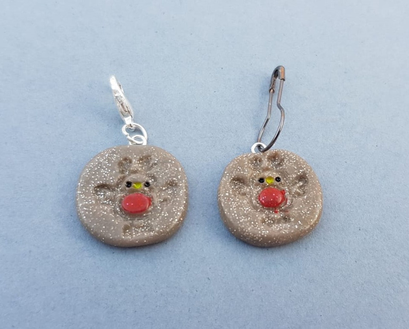 2 x Handmade Christmas Polymer Clay Stitch markers Festive Etsy