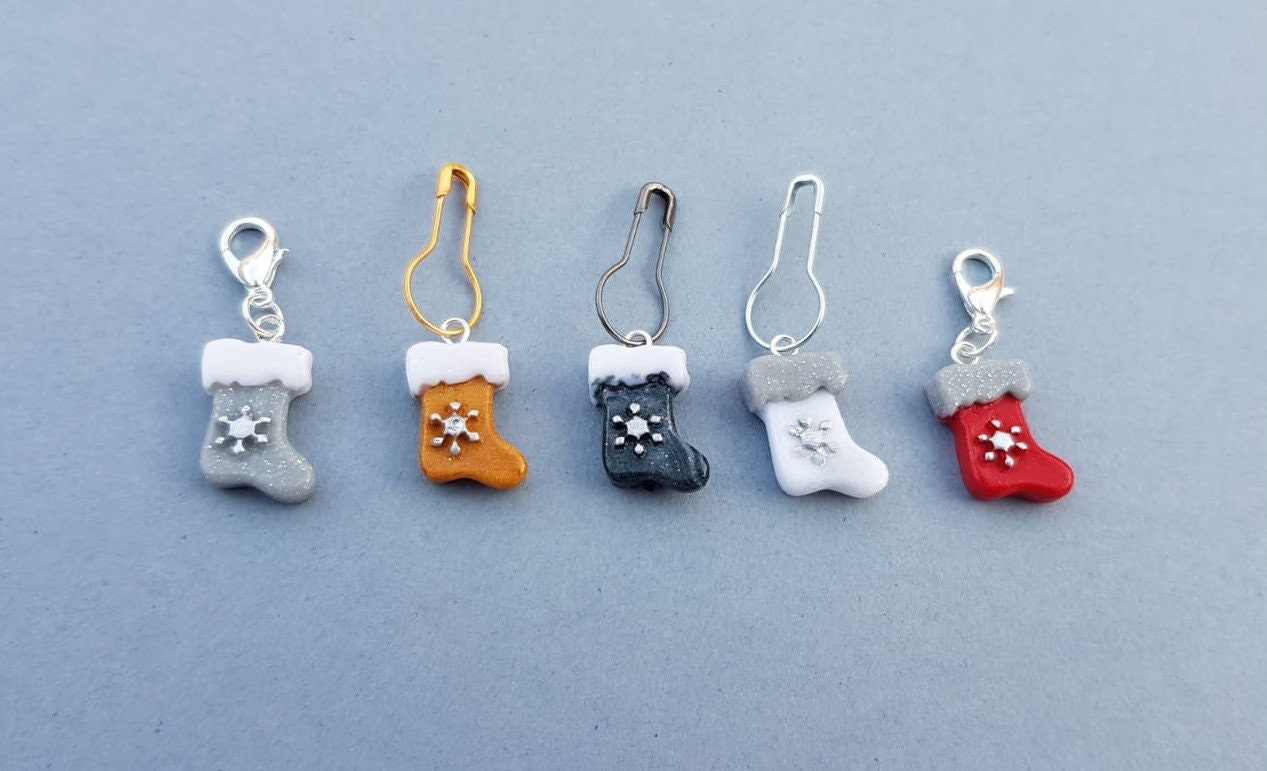 2 x Handmade Christmas Polymer Clay Stitch markers Festive Etsy