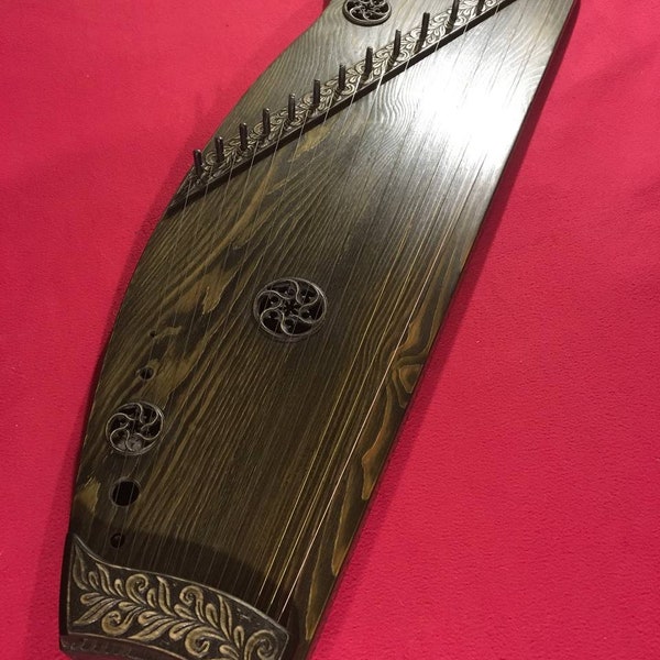 Amazing Harp Psaltery 15 string Gusli Ukrainian Wood Big Handmade 97x27cm