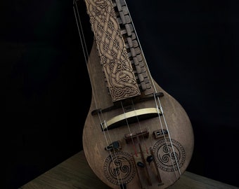 Hurdy-Gurdy, Wooden Hurdy Gurdy, Handmade Hurdy Gurdy, 6 String Hurdy Gurdy, Lyre instrument, 24 keys