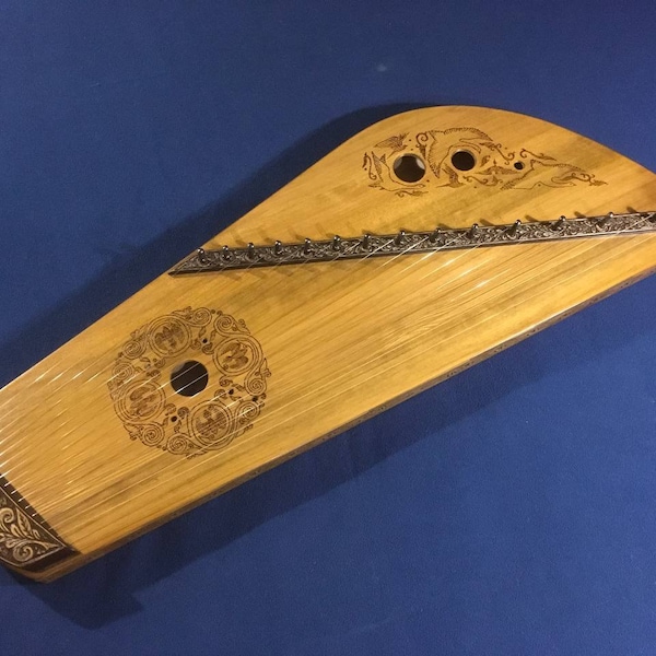 Harp Psaltery 15 string Gusli Ukrainian Wood Big Handmade 90x31cm