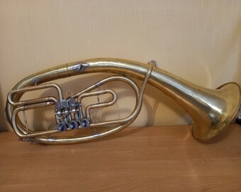 Tenor Wind Brass Horn Musical Instrument USSR Soviet Old 3 Valve Vintage Rare