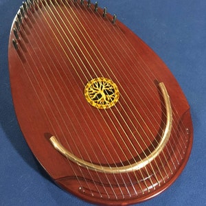 Mijmharp, houten muziekinstrument, therapieharp, handgemaakte harp, cadeau voor hem, cadeau voor haar, 22-snarige lier, lier, etnische lier, exclusieve harp