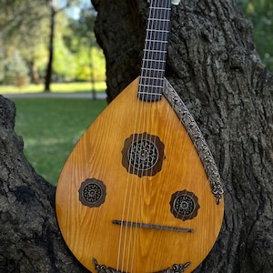 Kobza Acoustic Guitar, 13-String Kobza, Ukrainian Vihuela, Handmade Guitar, Folk Musical Instrument, Natural Wood Lute, Gift for musicians