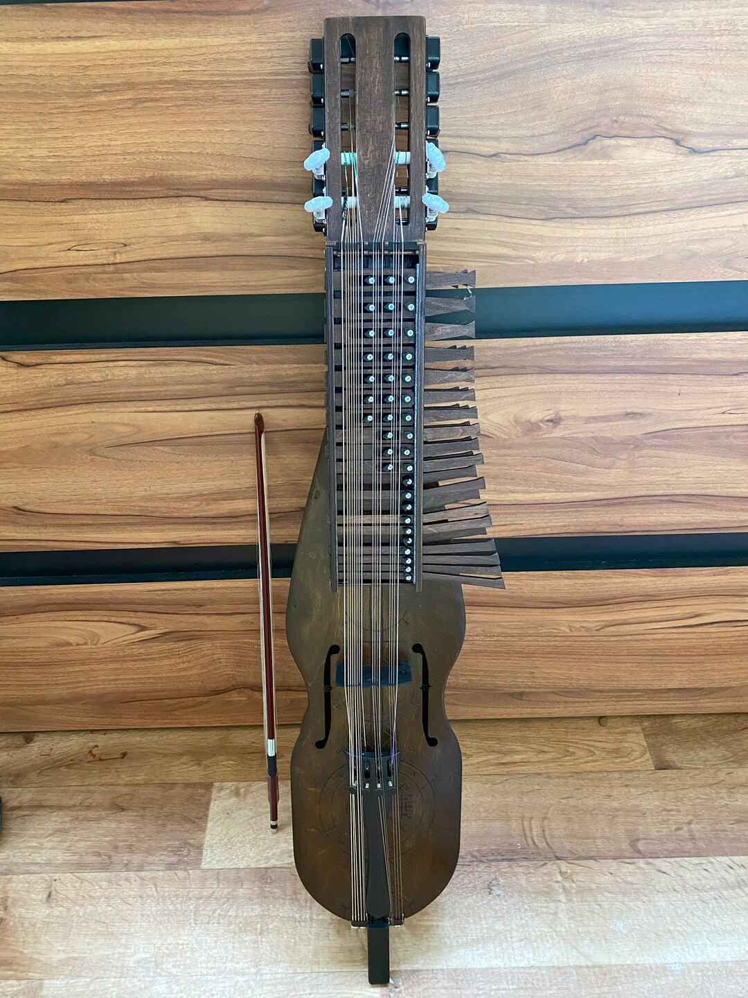 Nyckelharpa Sweden Violin W/ Bow Key Harp Viola Hurdy Gurdy 16 String