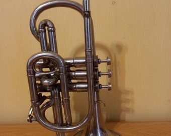 Soviet Trumpet Cornet USSR Musical Wind Instrument Mouthpiece Vintage and Rare