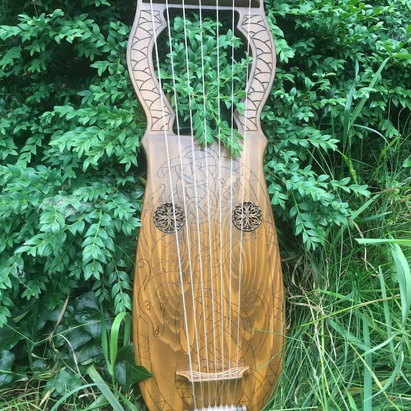 Lyra Wood Kravik Handmade Beautiful Musical Instrument 75x23cm Viking Lyre