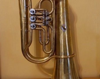 Tuba "ES" Wind Brass Alt Musical Horn Instrument USSR Soviet Brass Vintage and Rare with Mouthpiece