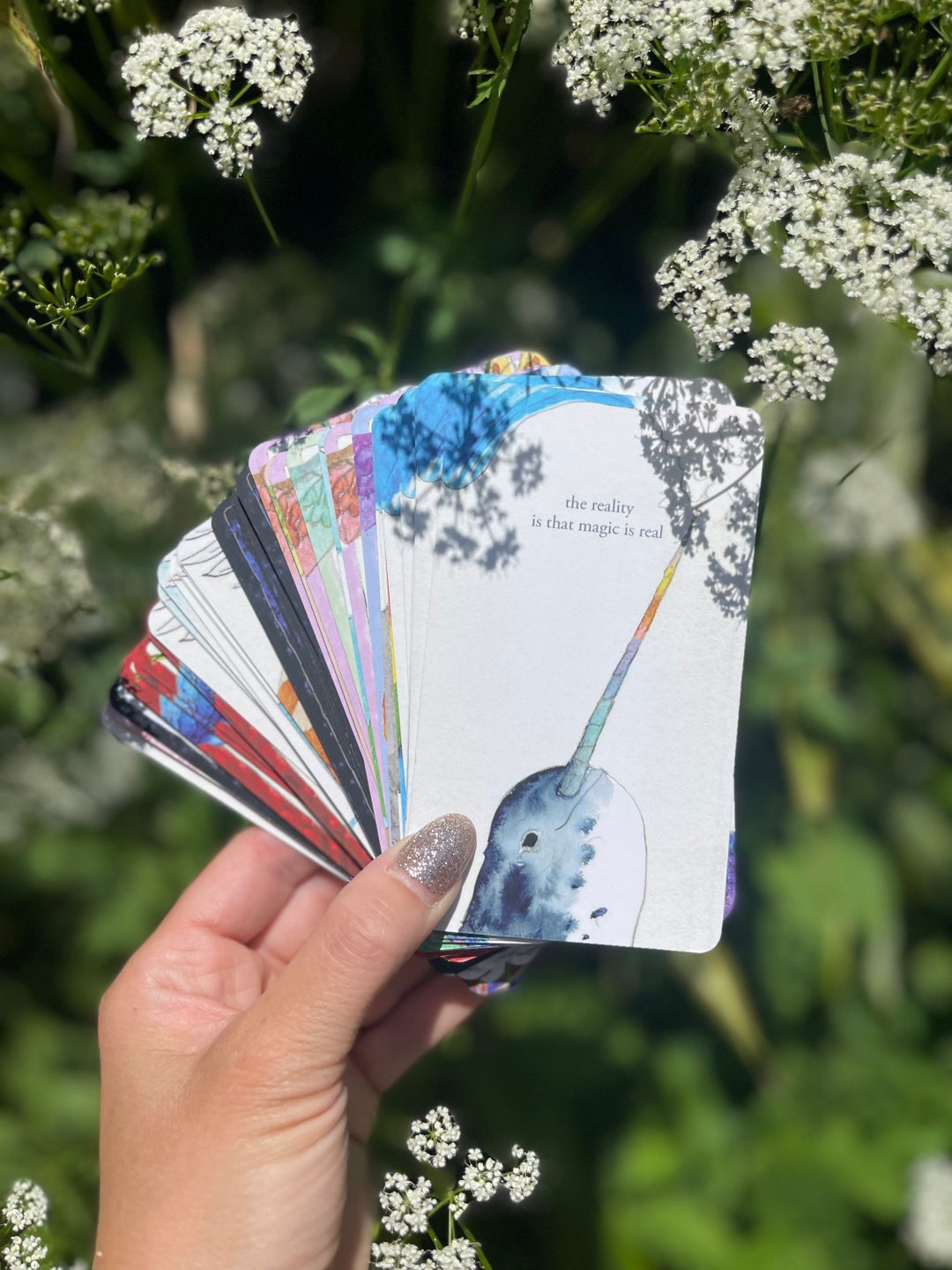 ORACLE CARDS Beautiful 55 Card Box Set in a Velvet Pouch Blooming