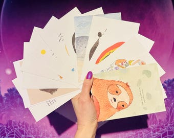 NIEUW! Strangefings ~ originele kunstpostkaarten van Zeppelinmoon - LUCKY, verpakking van 13