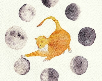 Moon Cat - signed print by Zeppelinmoon