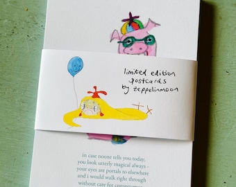 NEW!* Rainfrog Booby Bubbles ~ original art postcards by Zeppelinmoon - LUCKY 13 pack
