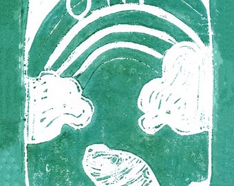 LIMITED EDITION - OH! signed print plus hand-made linocut by Zeppelinmoon