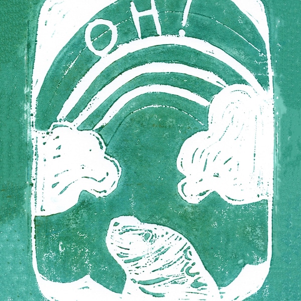 LIMITED EDITION - OH! signed print plus hand-made linocut by Zeppelinmoon