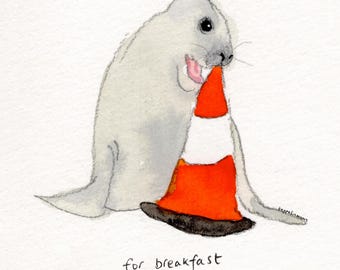 Neil The Seal - signed print by Zeppelinmoon