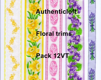 12VT. Digital vintage trim/digital vintage hand embroidery trim/printable vintage embroidery trim/printable woven trim/washi tape
