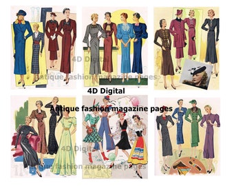4D. Digital antique fashion magazine ephemera/fashion magazine pages/vintage fashion ephemera 1935/junk journal/fashion collage sheet/JPG