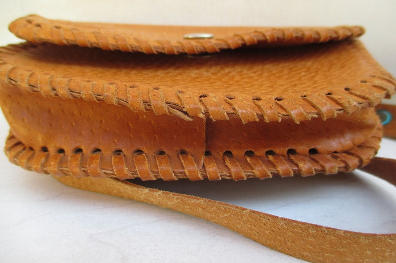 Retro leather bagsmall retro genuine polish leather bagboho leather bagcrossbody baghandcarved leather bag from 1970sleather purse 647