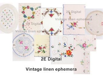 2E. Digital vintage linen/digital vintage embroidery/printable Hungarian embroidery/vintage linen ephemera/vintage linen collage sheet