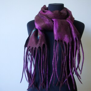 Long felted shawl, Large wool scarf, Evening cover up, brown felt scarf, Nuno felt shawl, Best gift for woman image 9