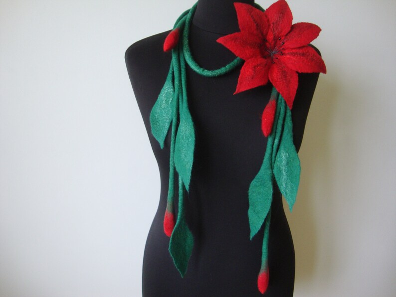 Felt Flower Necklace Women Felt Flower Lariat Necklace Felt Etsy