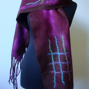 Long felted shawl, Large wool scarf, Evening cover up, brown felt scarf, Nuno felt shawl, Best gift for woman image 6