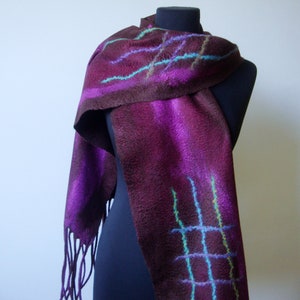 Long felted shawl, Large wool scarf, Evening cover up, brown felt scarf, Nuno felt shawl, Best gift for woman image 10