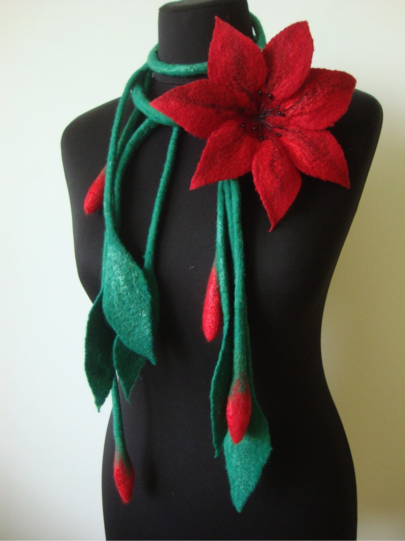 Felt Flower Necklace Women Felt Flower Lariat Necklace Felt Etsy